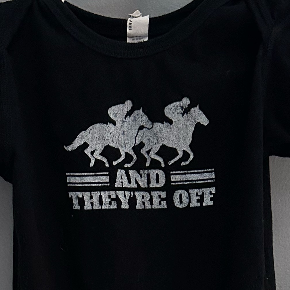 5 for $20 || 24MOS - Kentucky Derby Horse “And They’re Off” toddler onesie
